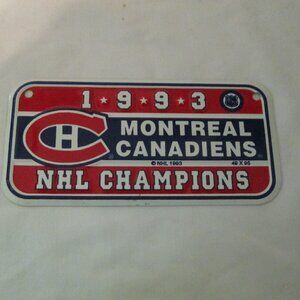 Rare Montreal Canadiens 1993 Champions Bicycle/ Motorbike License Plate